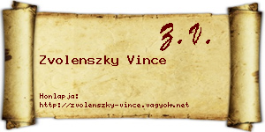 Zvolenszky Vince névjegykártya